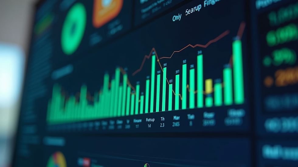 Eye-level view of a financial dashboard showing startup cash flow