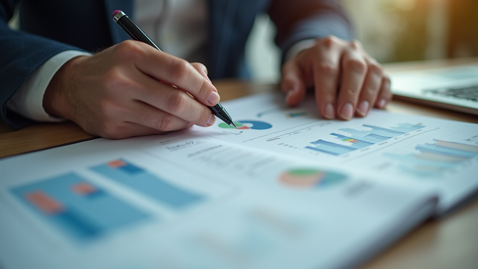 Close-up view of a startup founder reviewing cash flow projections