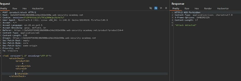 SQL injection with filter bypass via XML encoding