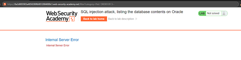 Lab: SQL injection attack, listing the database contents on Oracle