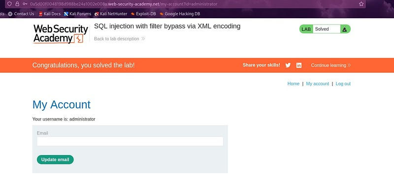SQL injection with filter bypass via XML encoding