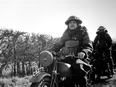 British BEF tommy on WW2 motorcycle in France 1940