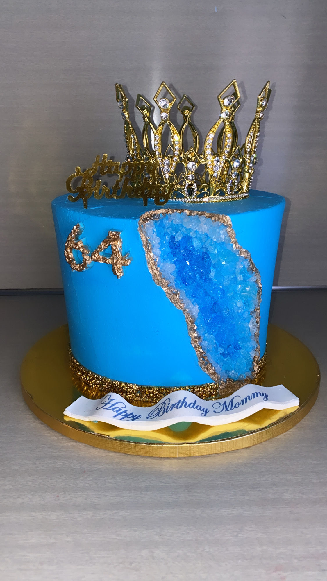 Blue Ombre Geode Cake