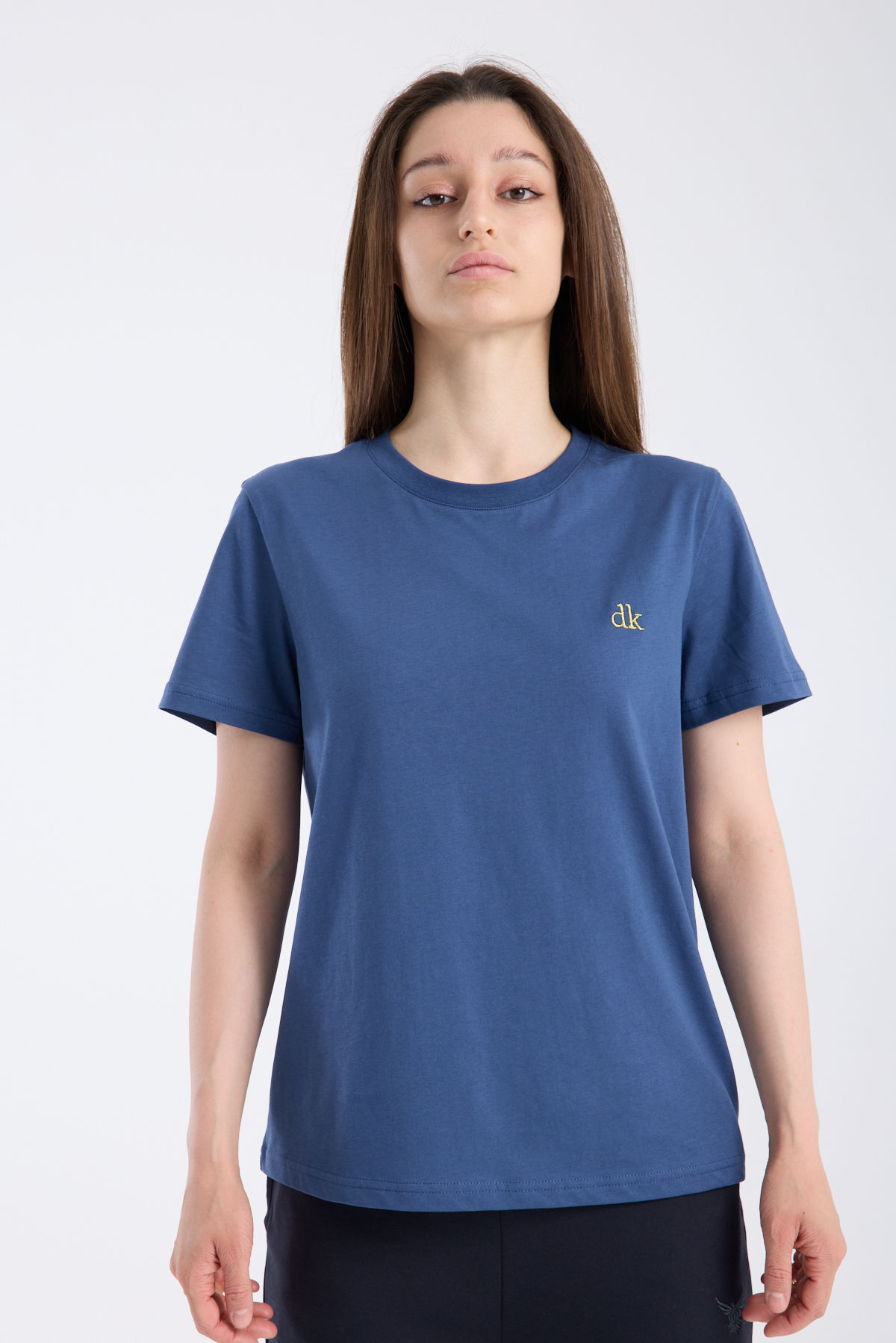 Kadın Regular Fit Yarım kollu T-Shirt Indigo