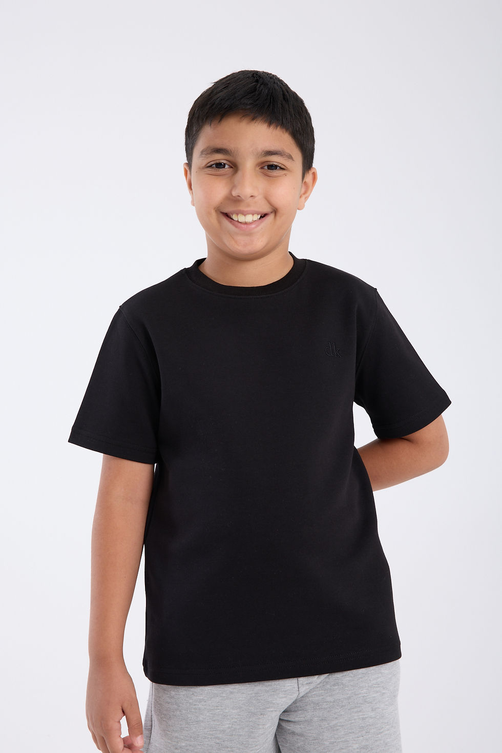 Erkek Çocuk Loose Fit Yarım kollu Kalın T-Shirt Siyah