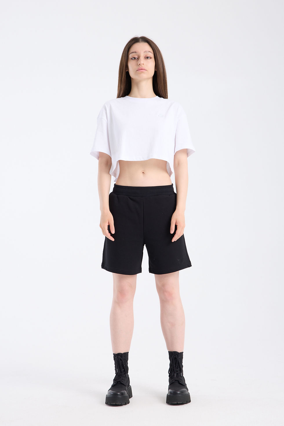 Thumbnail: Kadın Crop Yarım kollu T-Shirt Beyaz