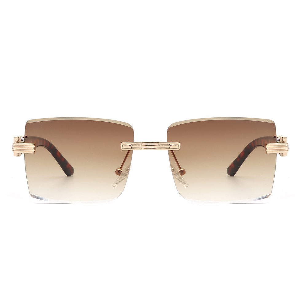 Thumbnail: SFS Tycho - Rimless Square Retro Tinted Fashion Flat Top Sunglasses