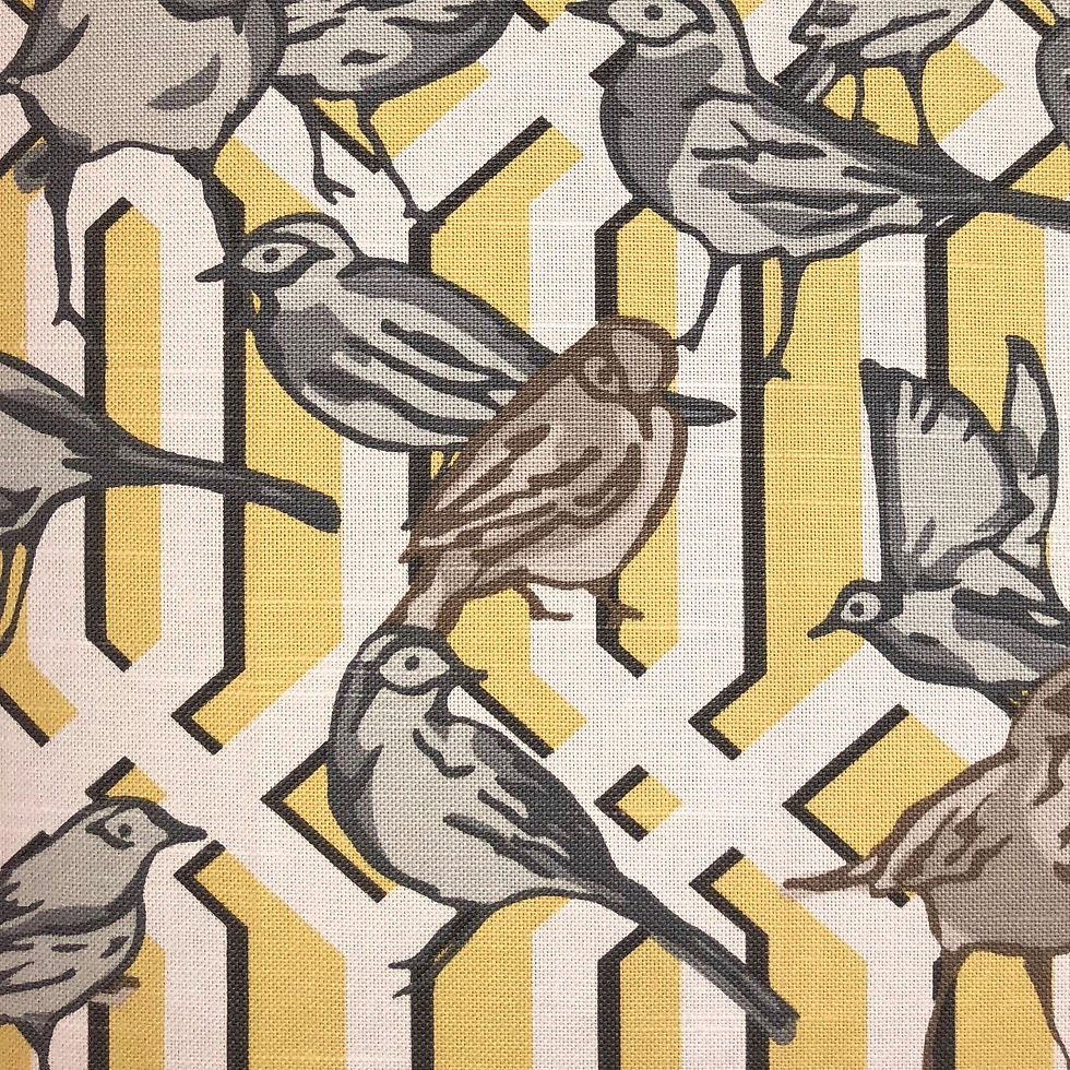 Thumbnail: Song Bird Gardens Yellow, Beige and Gray Luxury Throw Pillow