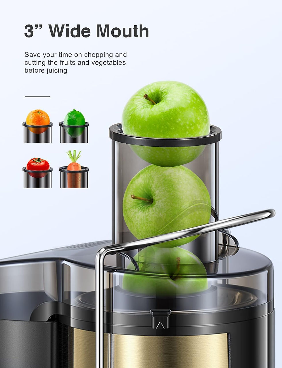 Juicer Machine, 800W Centrifugal Juicer Extractor with Wide Mouth 3” Feed Chute