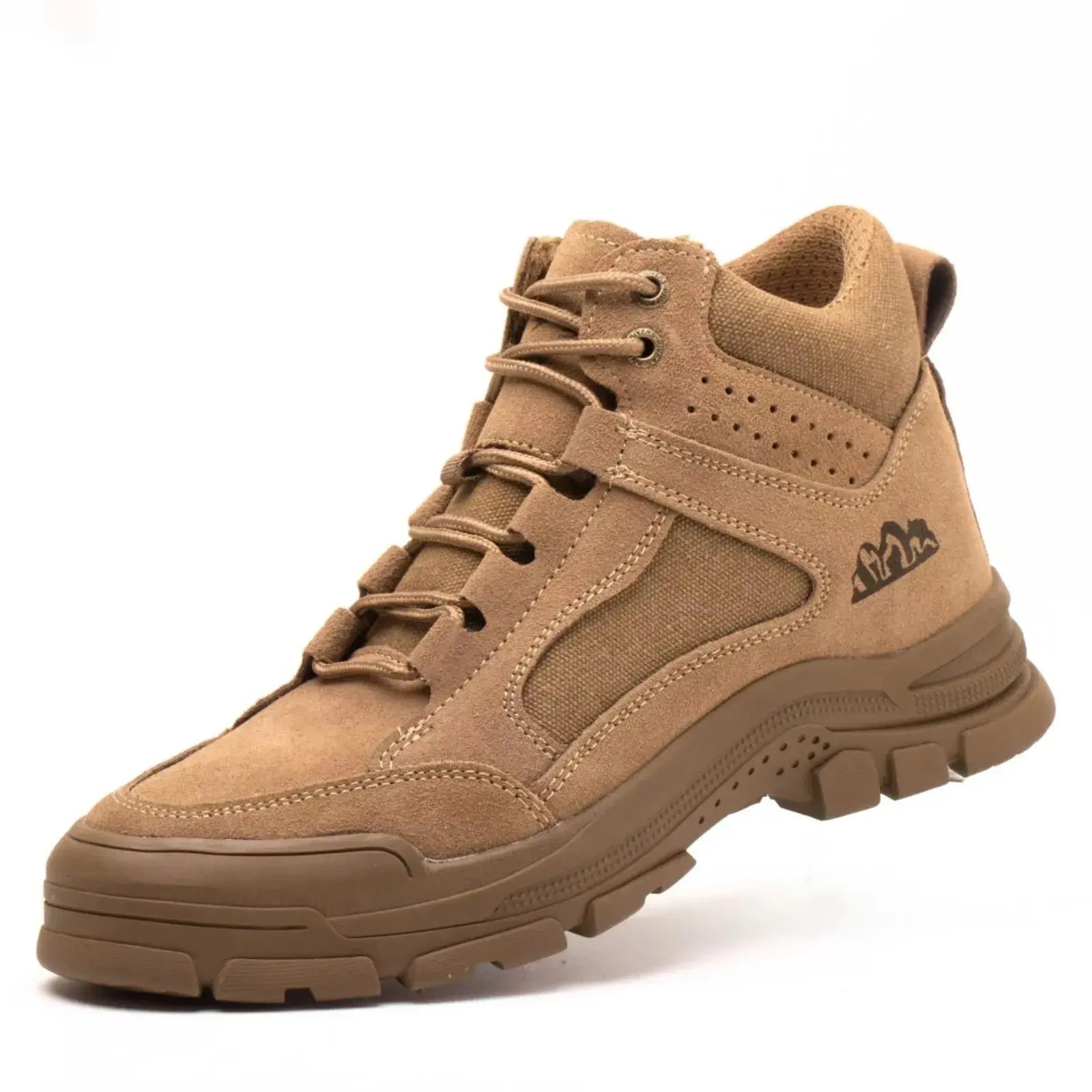 Mid-Cut Suede Leather Safety Shoes with Steel Toe for Men