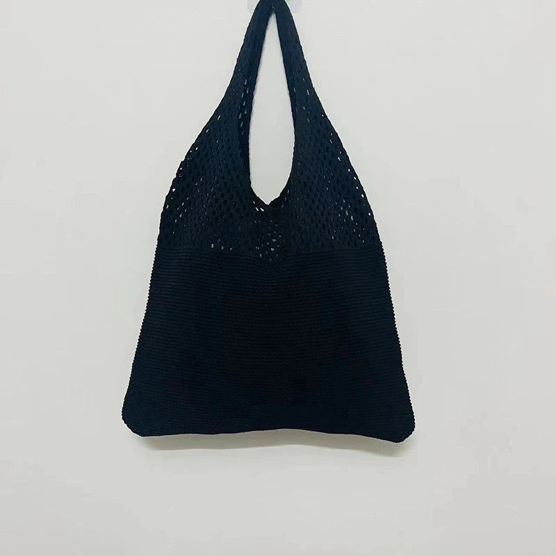 縮圖：Crochet Tote Bag - Handwoven Hollow Knit Handbag for Women