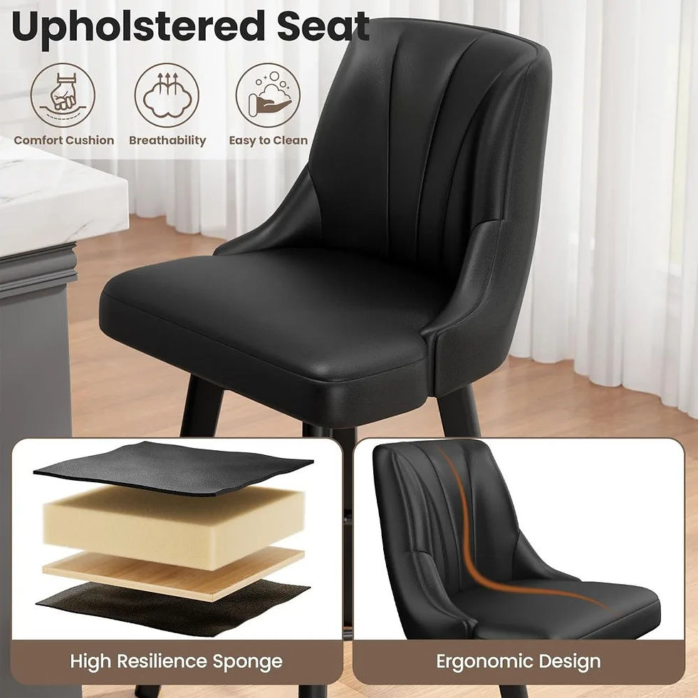 縮圖：Set of 4 Swivel Counter Stools with PU Leather Upholstery, Backrest & Solid Wood