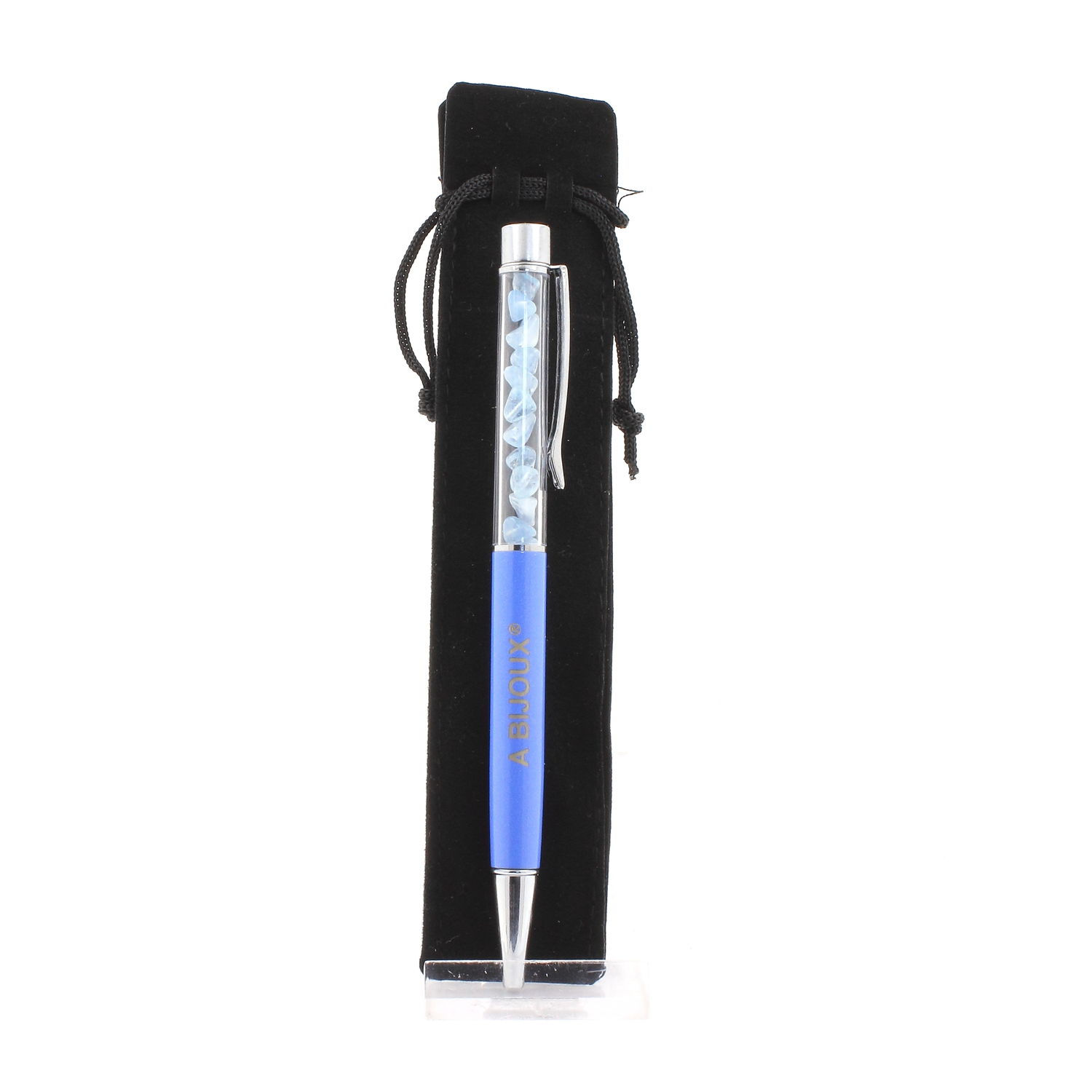 Raw Aquamarine mineral pen Brazil. Blue color