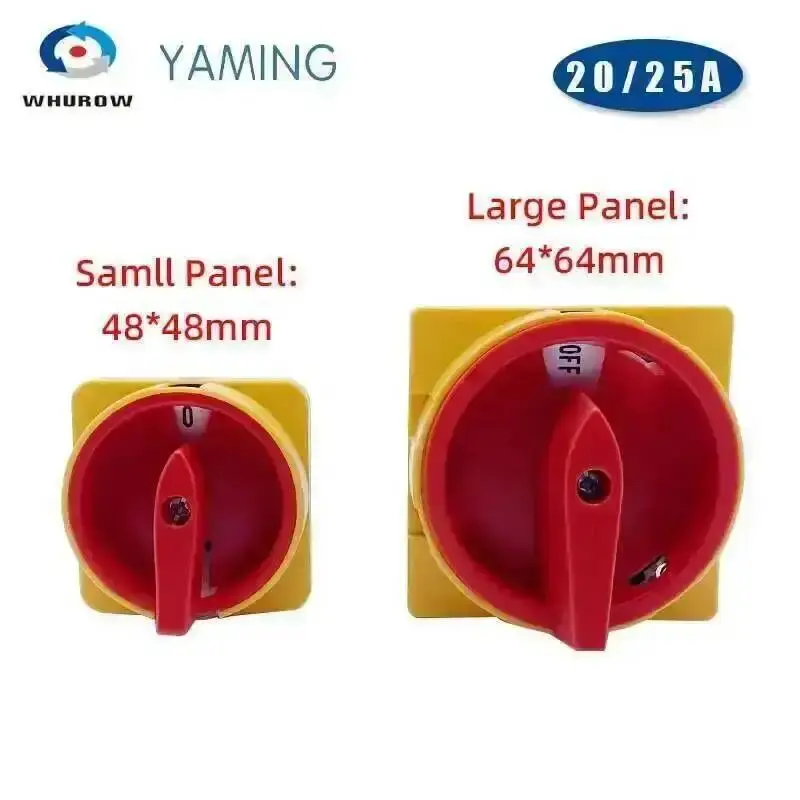 Thumbnail: 20A and 25A OFF-ON 4 Poles Disconnect Isolator Switches LW26GS CA10 48x48mm