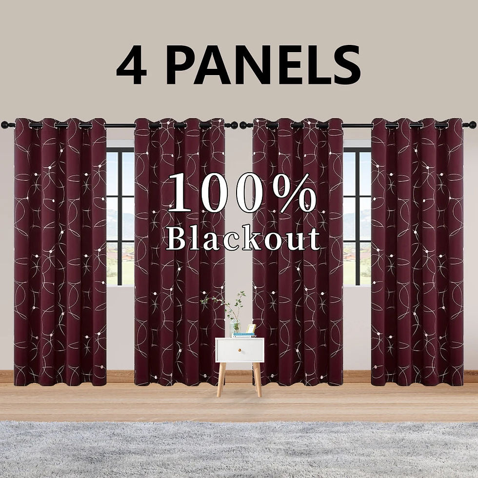 縮圖：Blackout Thermal Insulated Room-Darkening Curtains – 4-Piece Grommet Circles & D