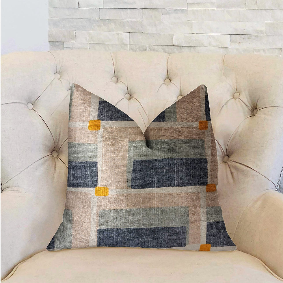 縮圖：Bay Window Blue and Beige Luxury Throw Pillow
