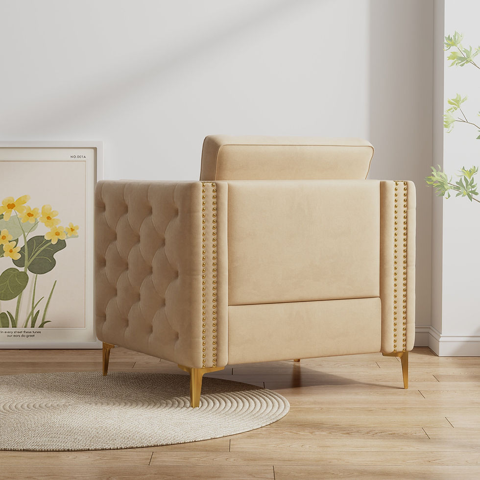 Thumbnail: Accent Chair for Living Room Upholstered  Arm Chair With Metal Legs Velvet Khaki