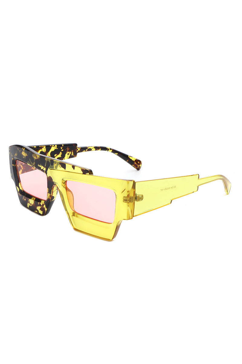 Thumbnail: Brynden - Futuristic Square Irregular Flat Top Two-Tone Sunglasses