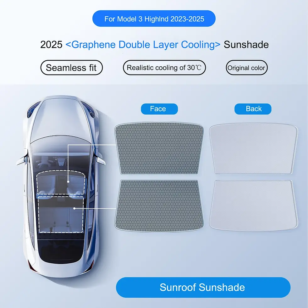 Thumbnail: For Tesla Model Y Juniper Graphene Reflective Sunroof Sunshade Front Windshield