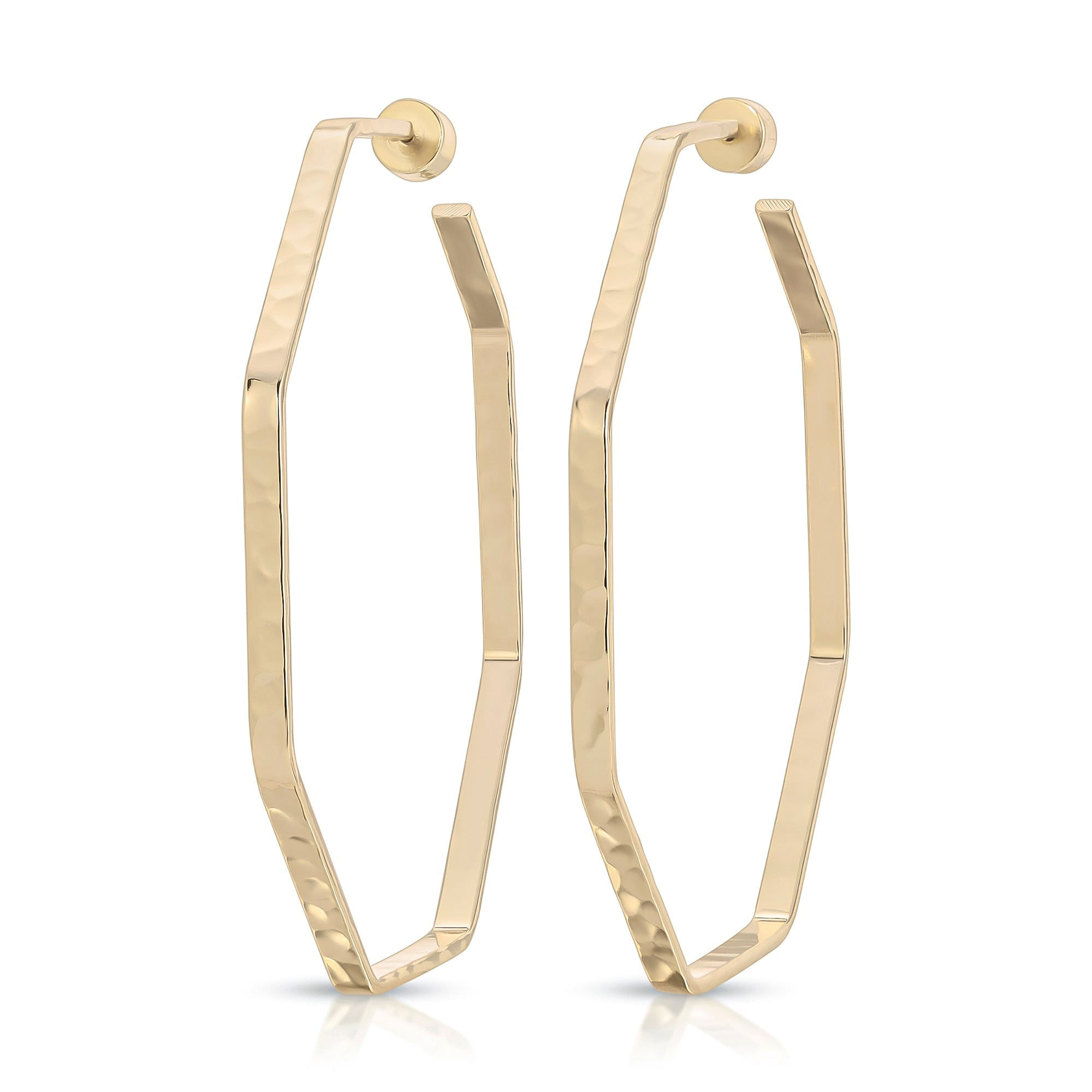 LARGE HAMMERED OCTAGON SHAPED HOOPS by Eklexic