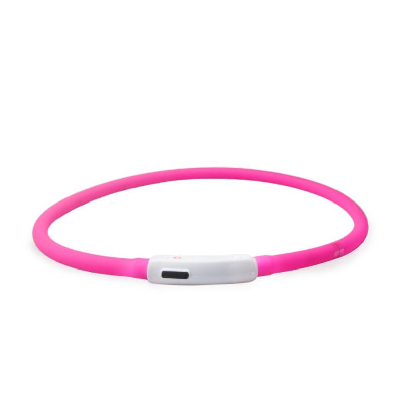 Thumbnail: Silicone Cuttable LED Illuminated Dog Collar - USB Rechargeable - Pink