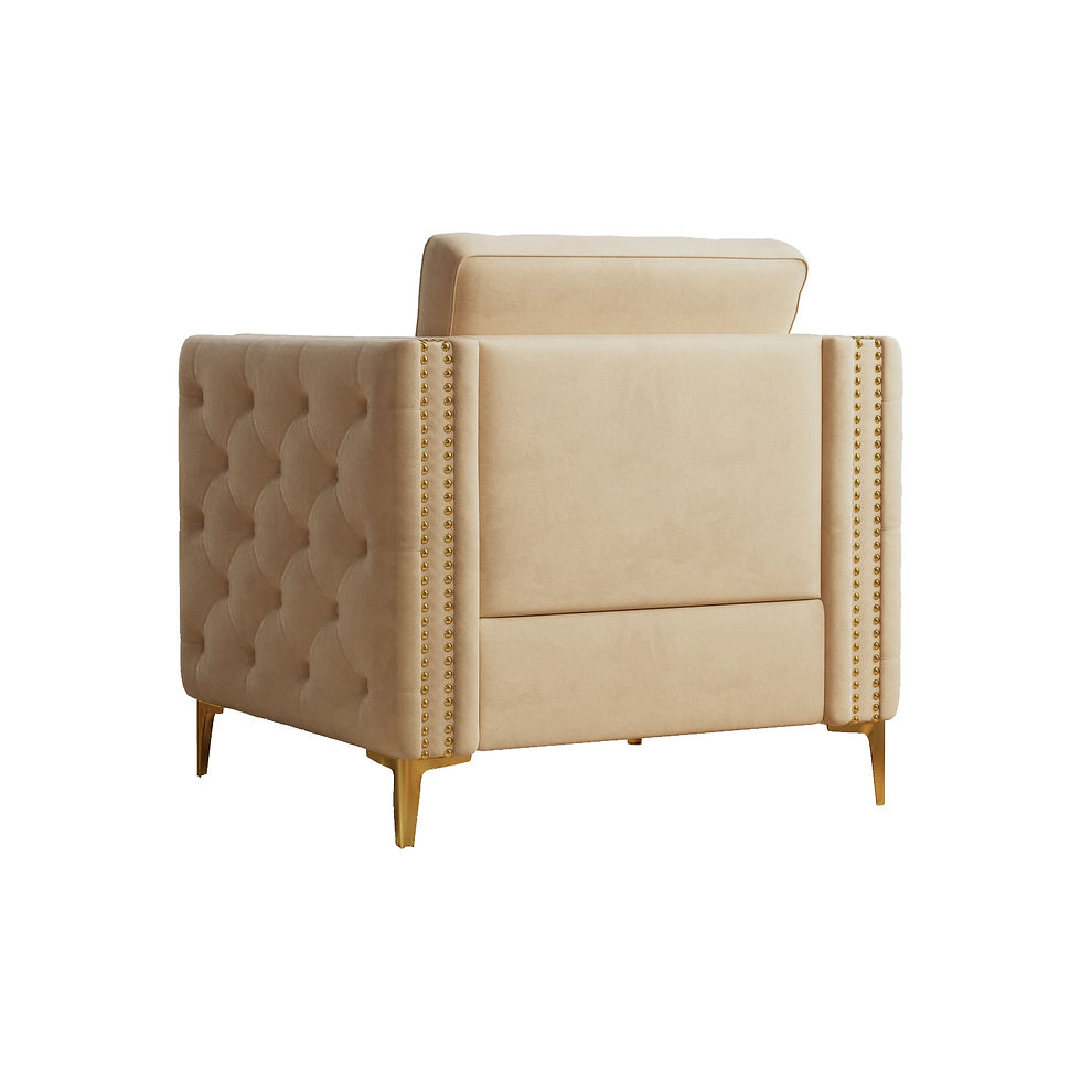 Thumbnail: Accent Chair for Living Room Upholstered  Arm Chair With Metal Legs Velvet Khaki