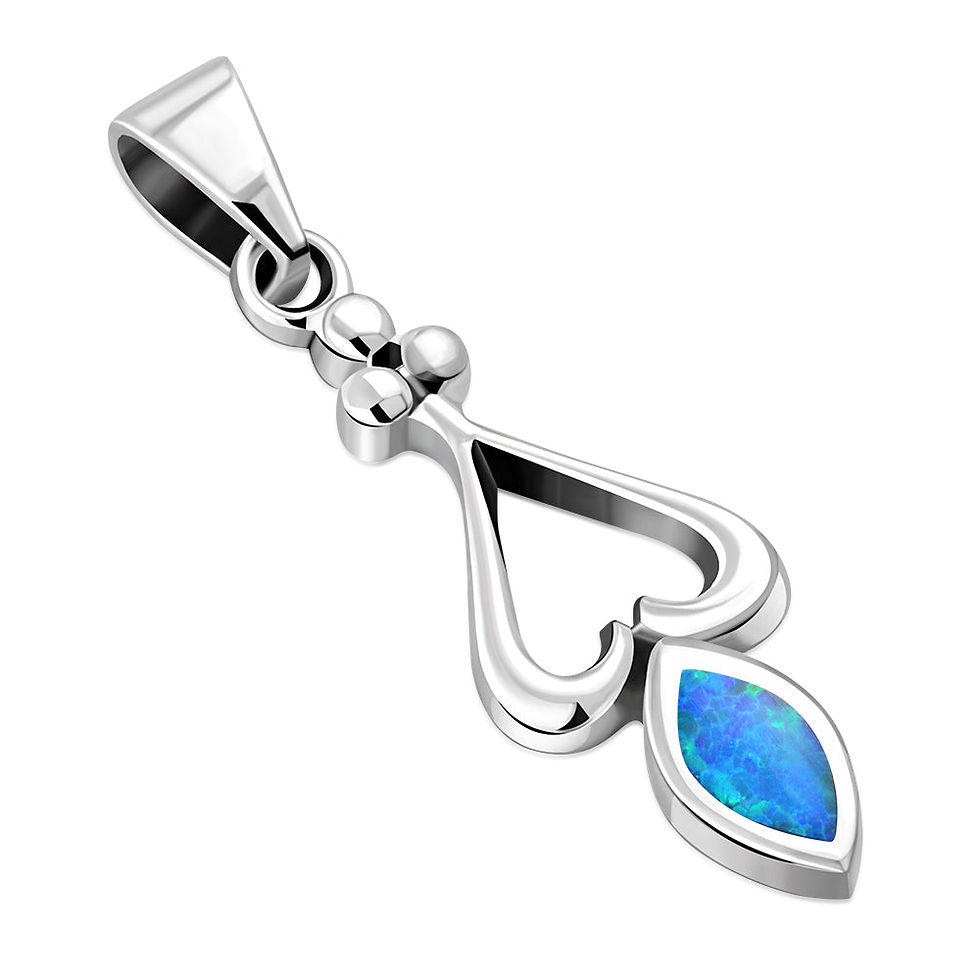 Synthetic Opal Sterling Silver Heart Pendant