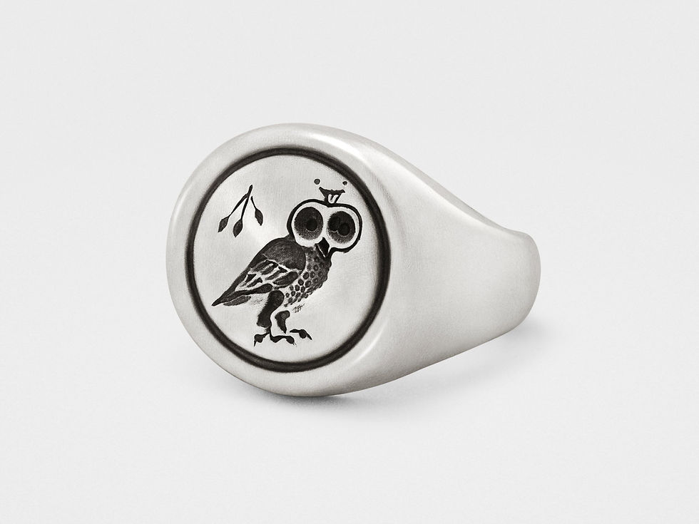 Thumbnail: Owl Signet Ring in Sterling Silver