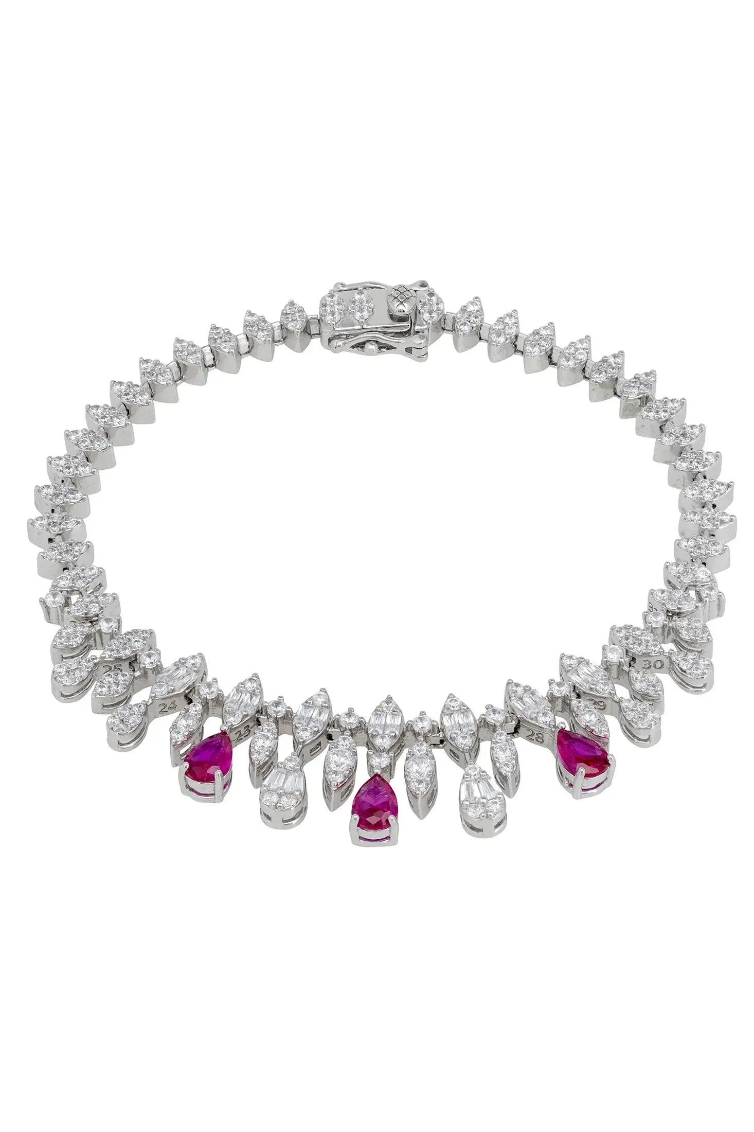 Duchess Ruby Tennis Bracelet Silver