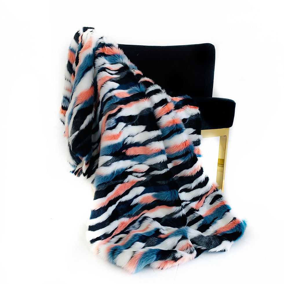 Miniature : Plutus Black, Blue, Pink  Unicorn Faux Fur Luxury Throw Blanket