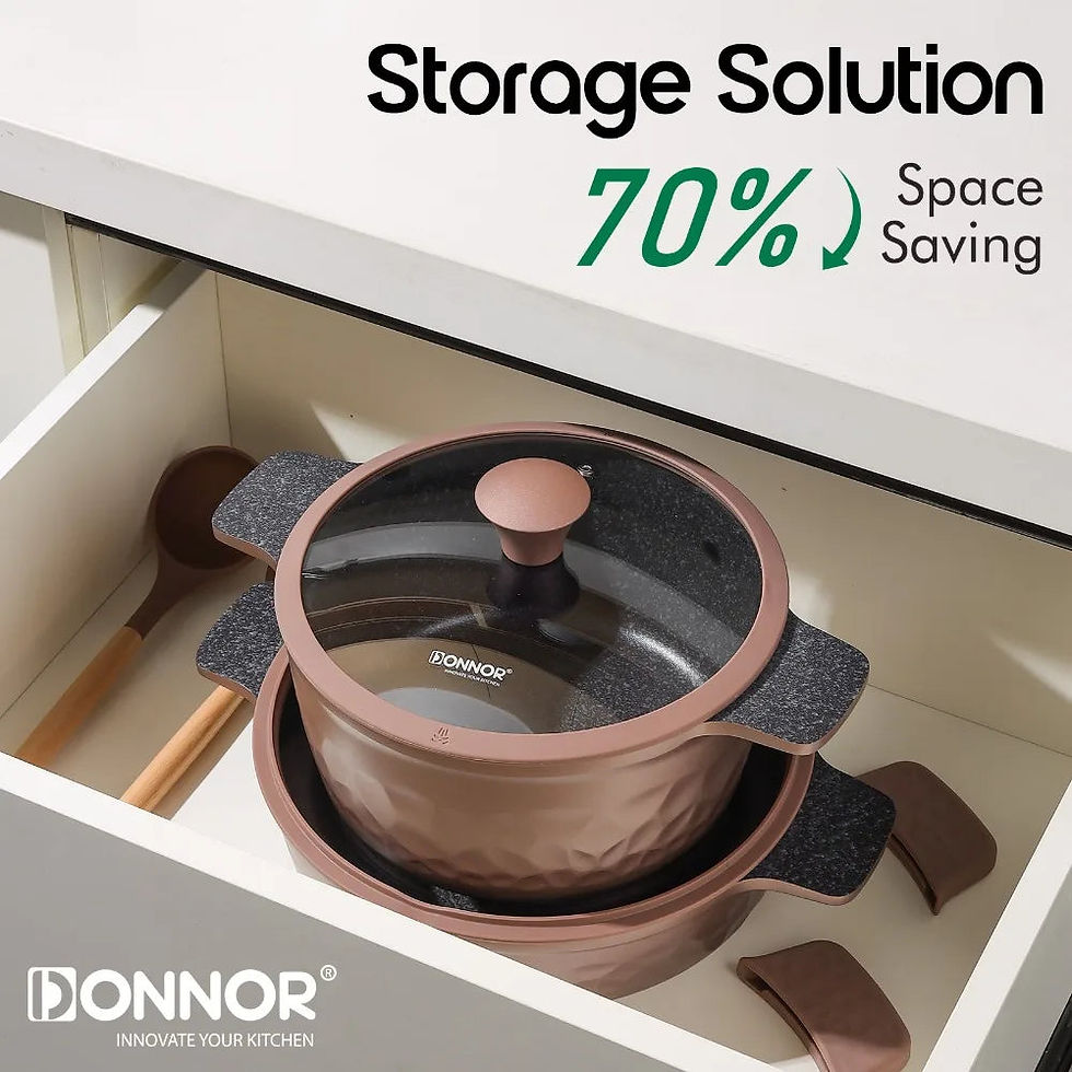 Thumbnail: DONNOR 12-Piece Non-Stick Kitchen Cooking Set – Pots, Pans & Steamer