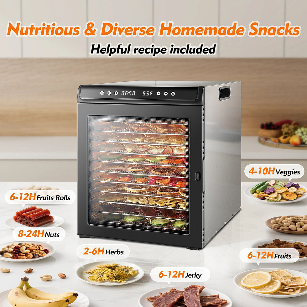 Thumbnail: 12-Tray 1300W Commercial Grade, 360° Even Drying for Jerky/Fruits, ETL Certified