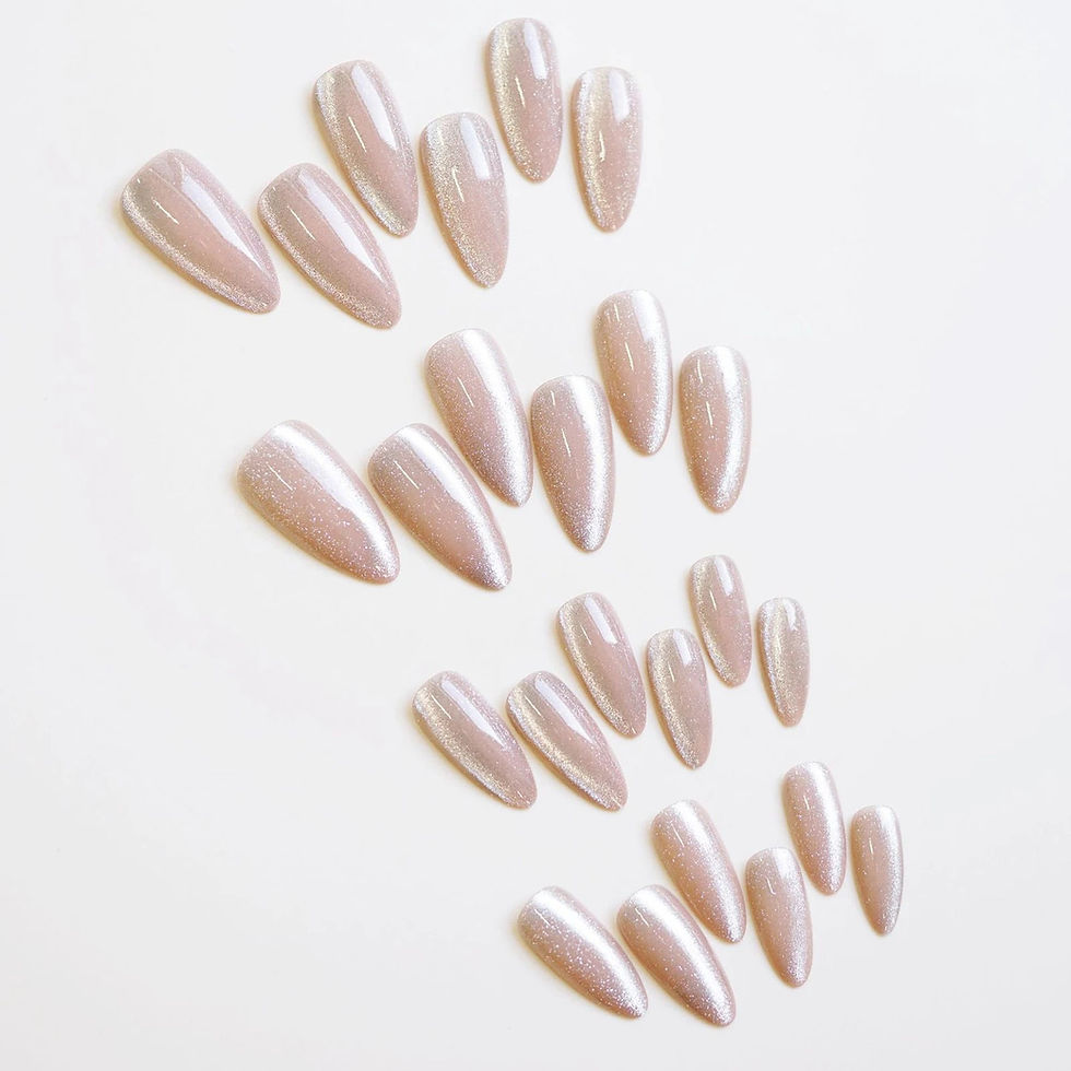 縮圖：24pcs Almond False Nail Glittering Cat Eye Style Pointed Tips Artificial Nail fo