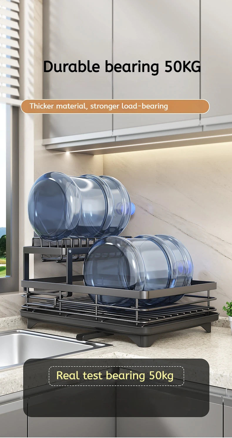 縮圖：360 Degree Rotating Storage Rack, Double Layer Drying Rack With Drain