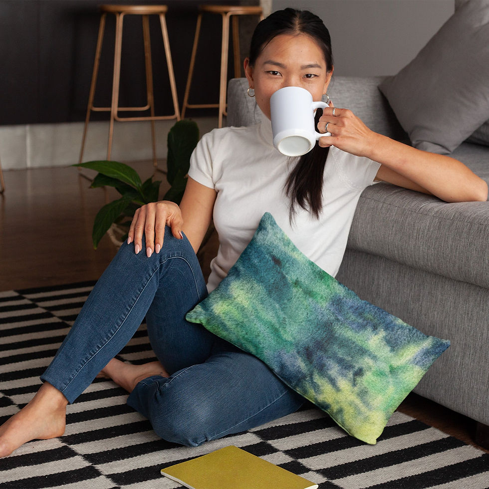 Thumbnail: Plutus Green Yellow Blue Northern Lights Animal Faux Fur Luxury Throw Pillow
