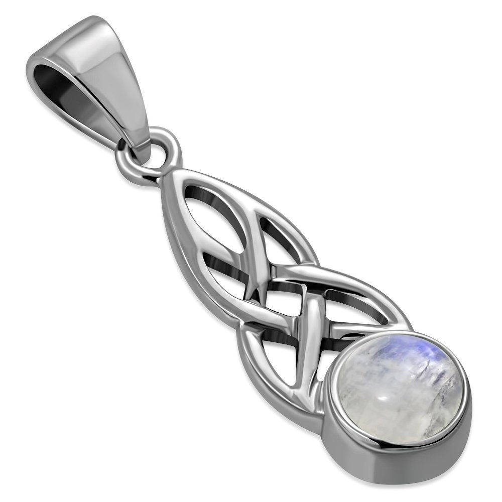 Celtic Silver Pendant Set W/ Rainbow Moonstone