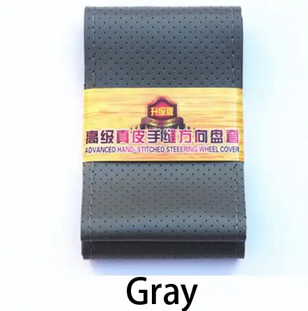 Thumbnail: CHIZIYO 1PC DIY Genuine Cowhide Car Braid Leather Steering Wheel Cover 36 38