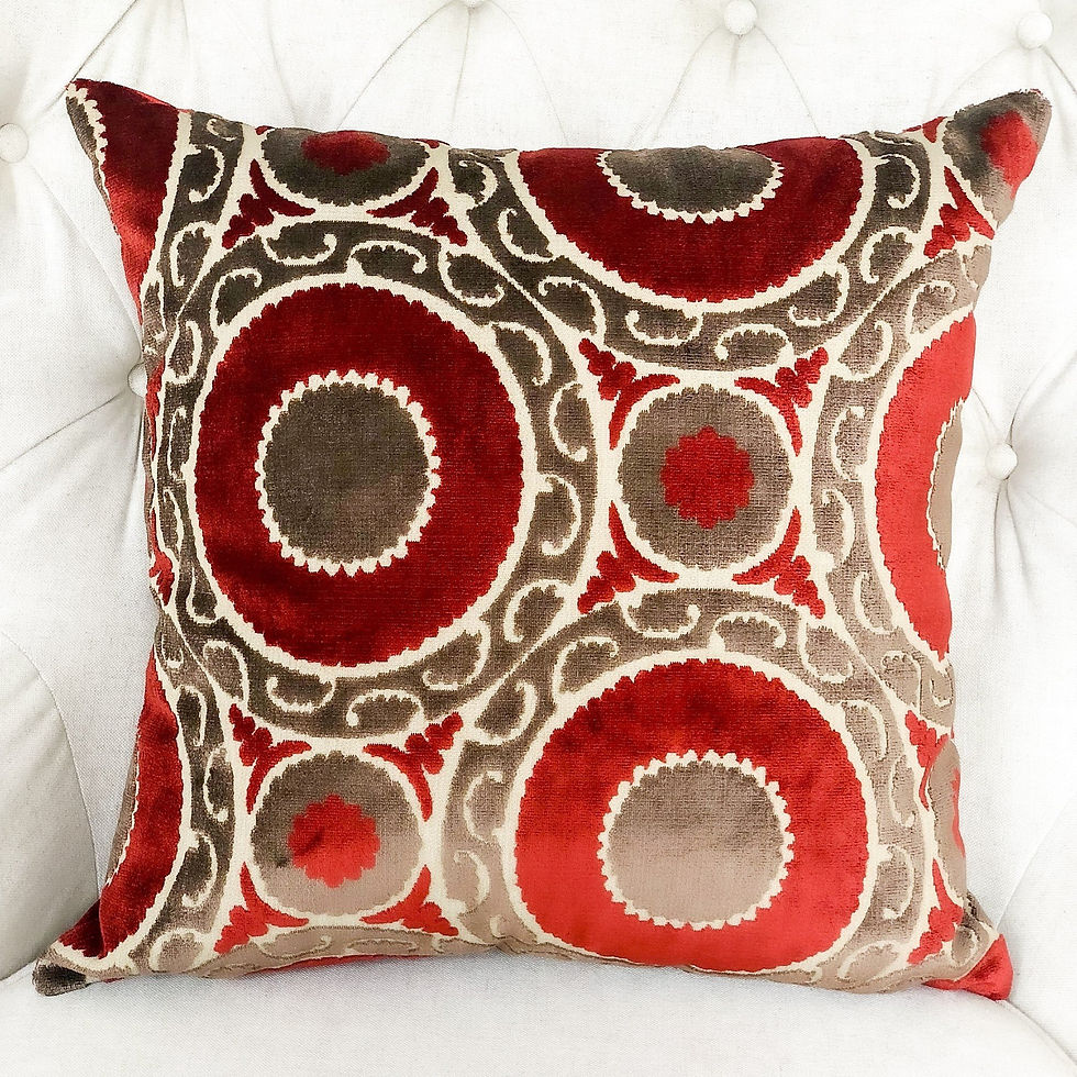 Thumbnail: Madeline Red and Brown Handmade Luxury Pillow