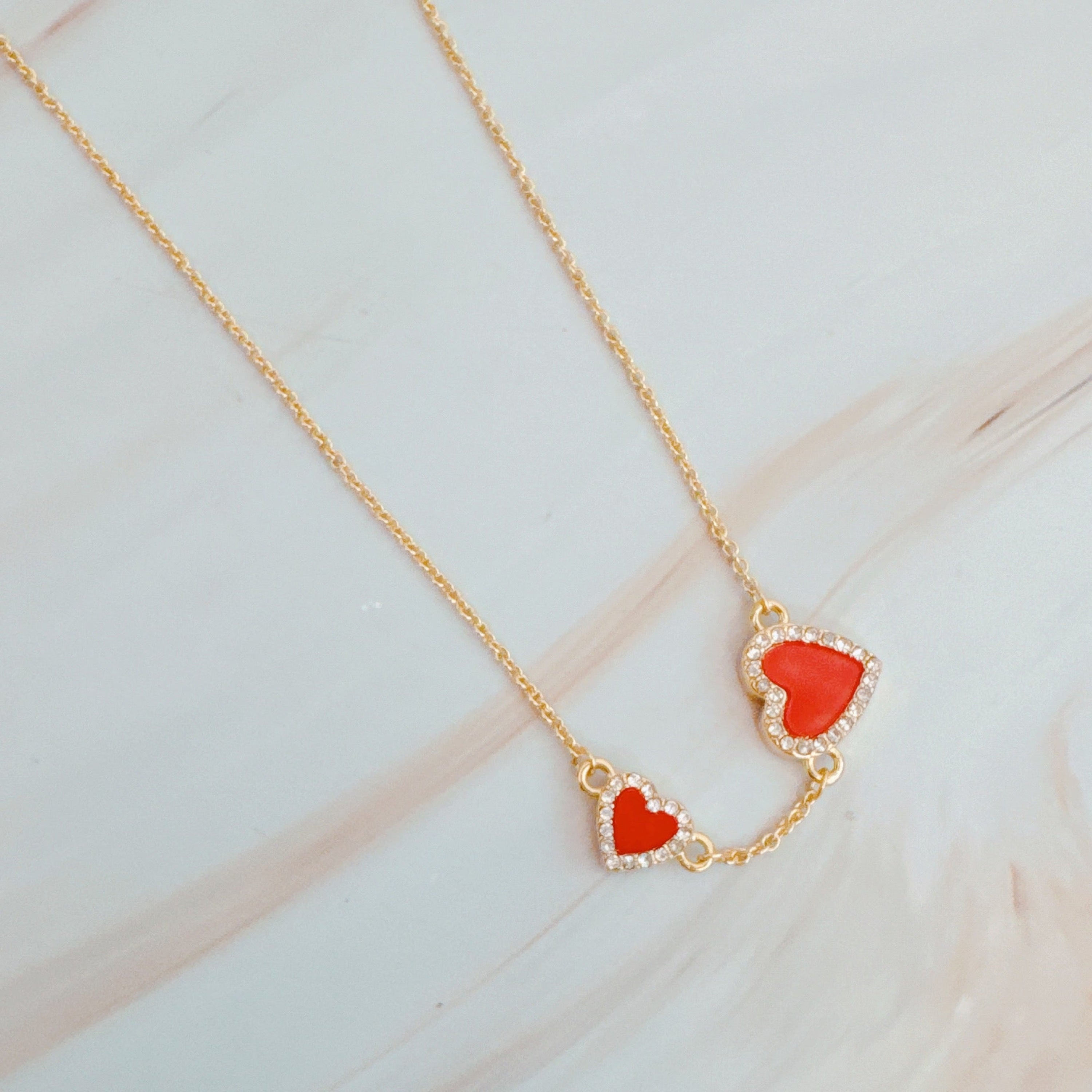 Double Hearts Many Loves Necklace – Dainty 18k Gold Plated Heart Jewellery