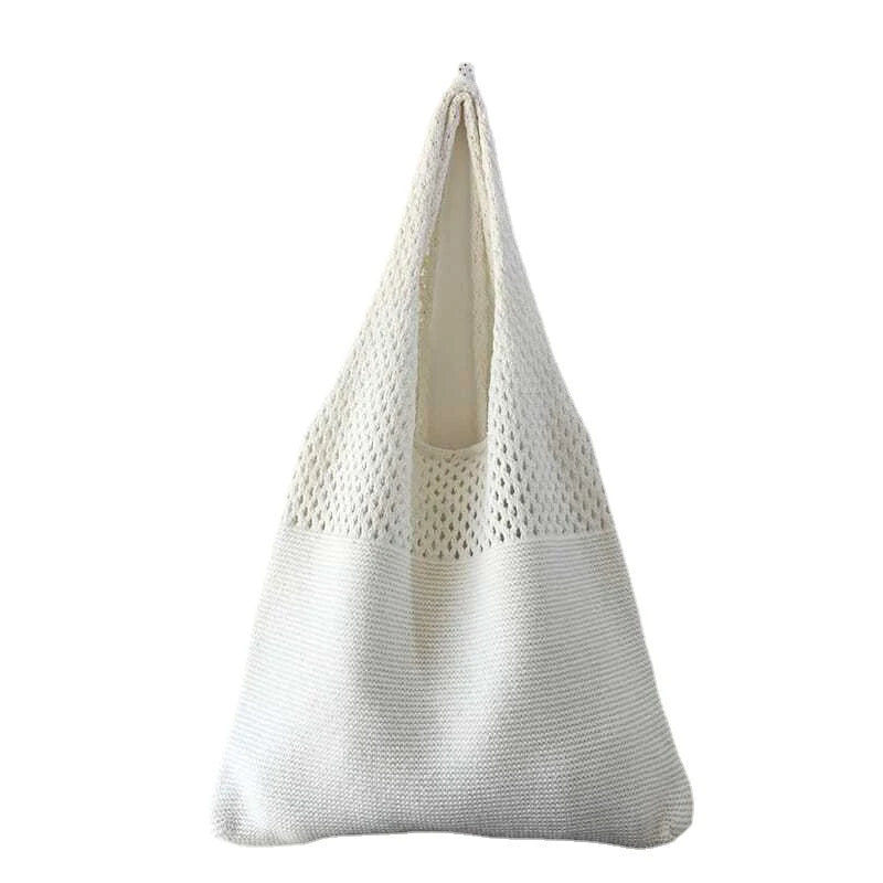 縮圖：Crochet Tote Bag - Handwoven Hollow Knit Handbag for Women