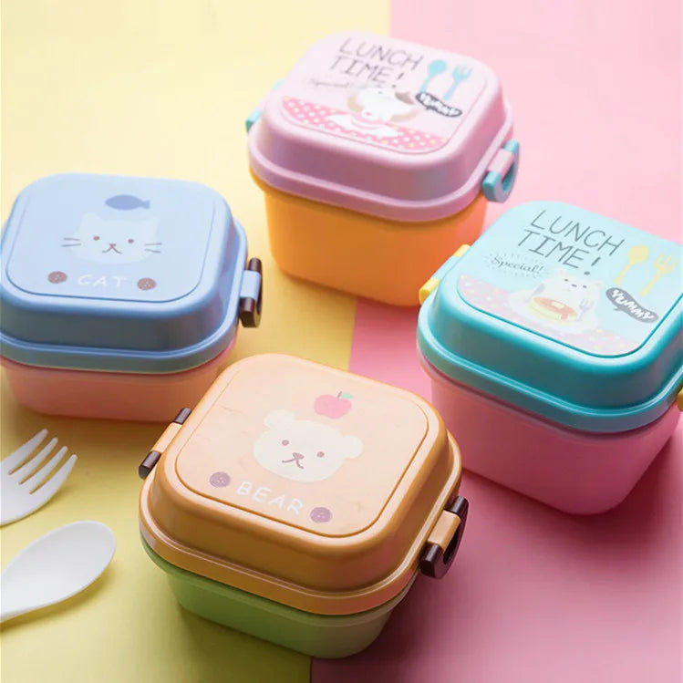 Thumbnail: Cartoon Healthy Plastic Lunch Box – Microwave & Oven Safe Bento Box for Kids, Fo