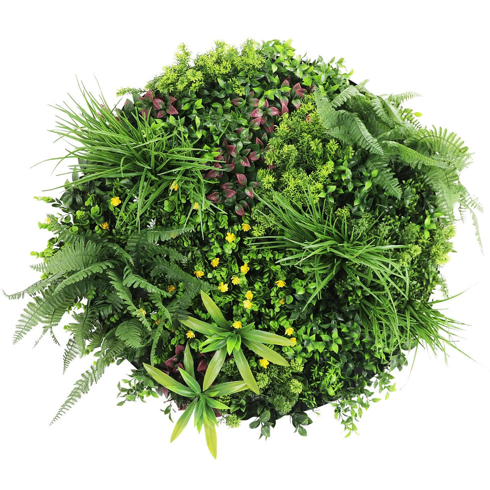 Thumbnail: Slimline Artificial Green Wall Disc Art 80cm Country Fern UV Resistant (White)