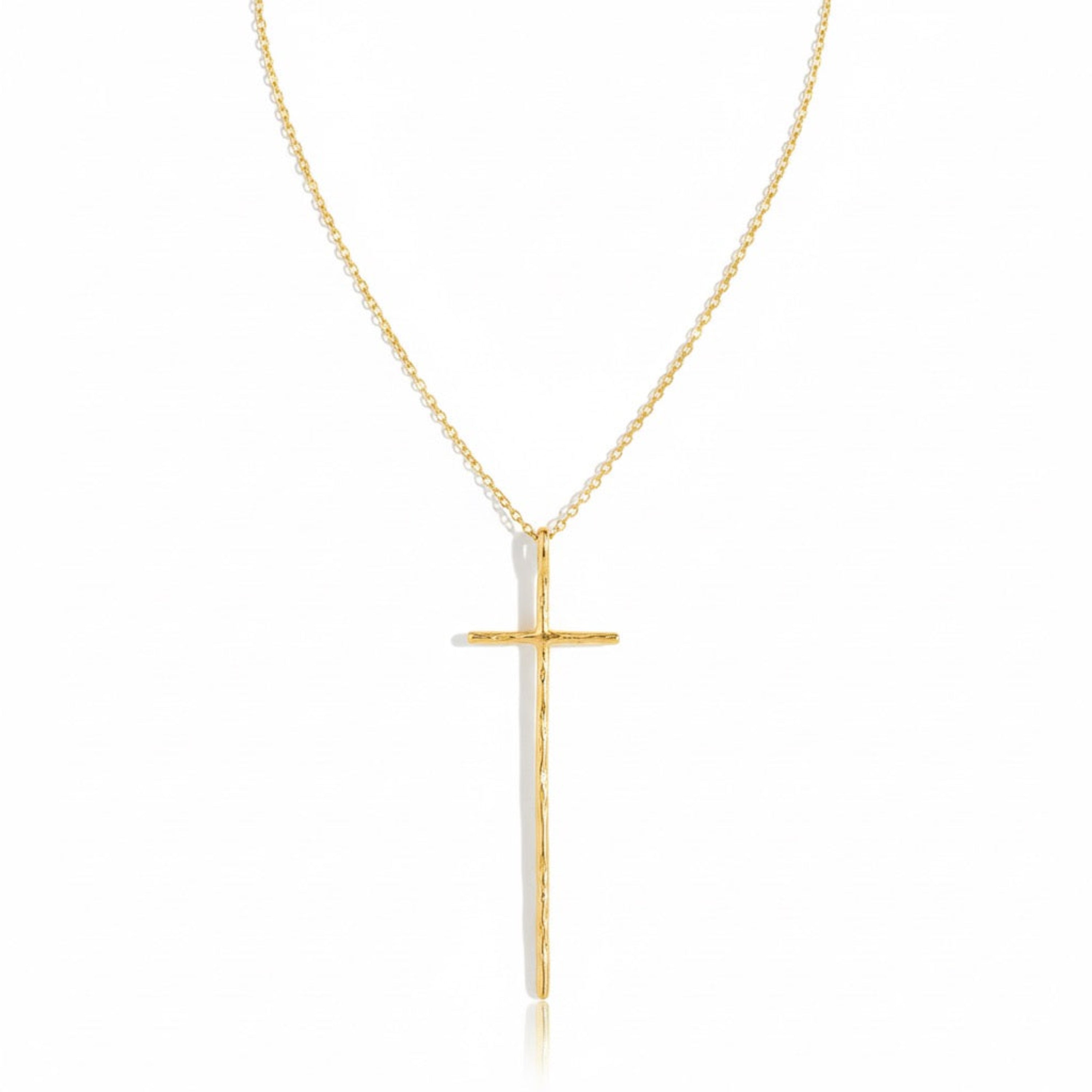 Minimal Vertical Cross Necklace