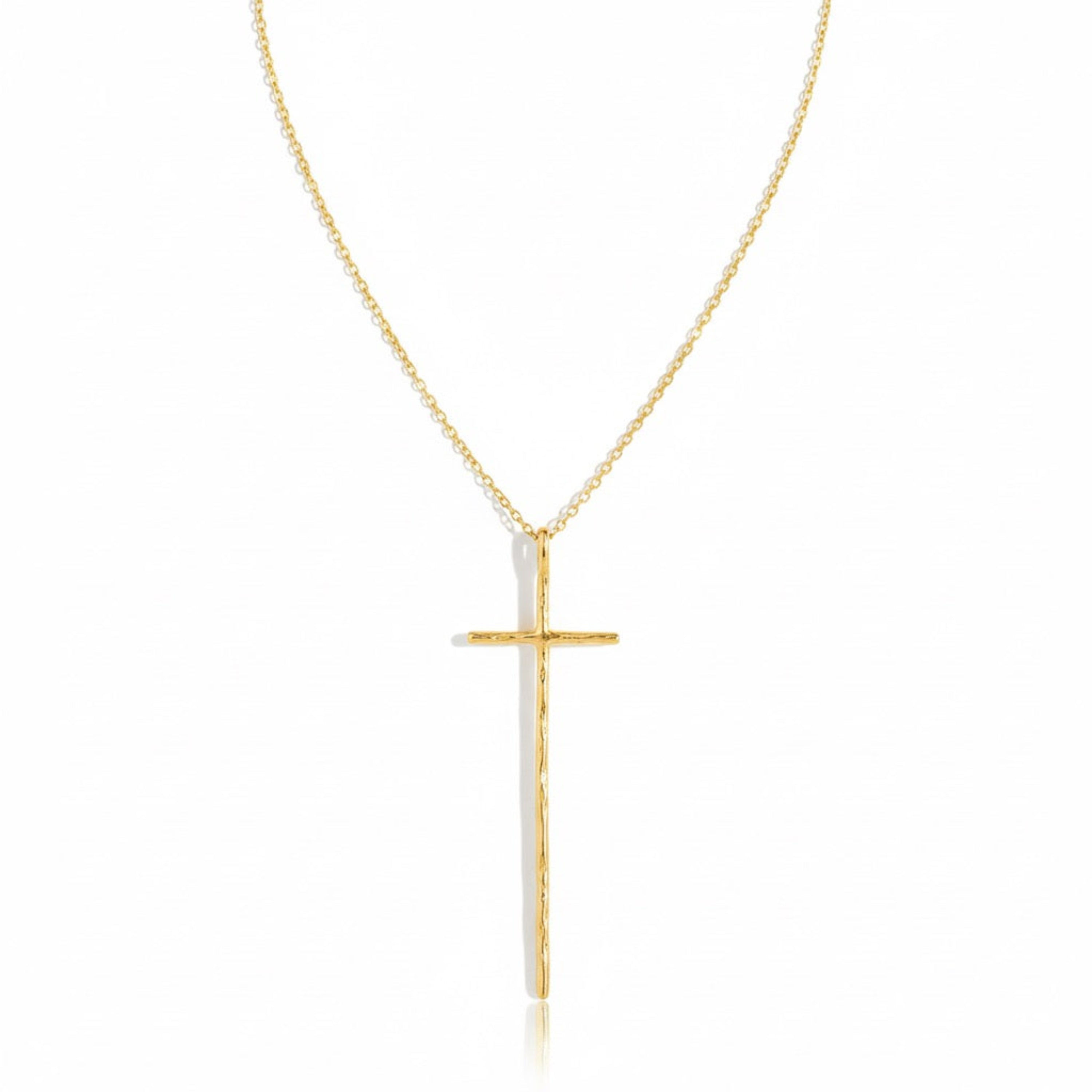 Minimal Vertical Cross Necklace