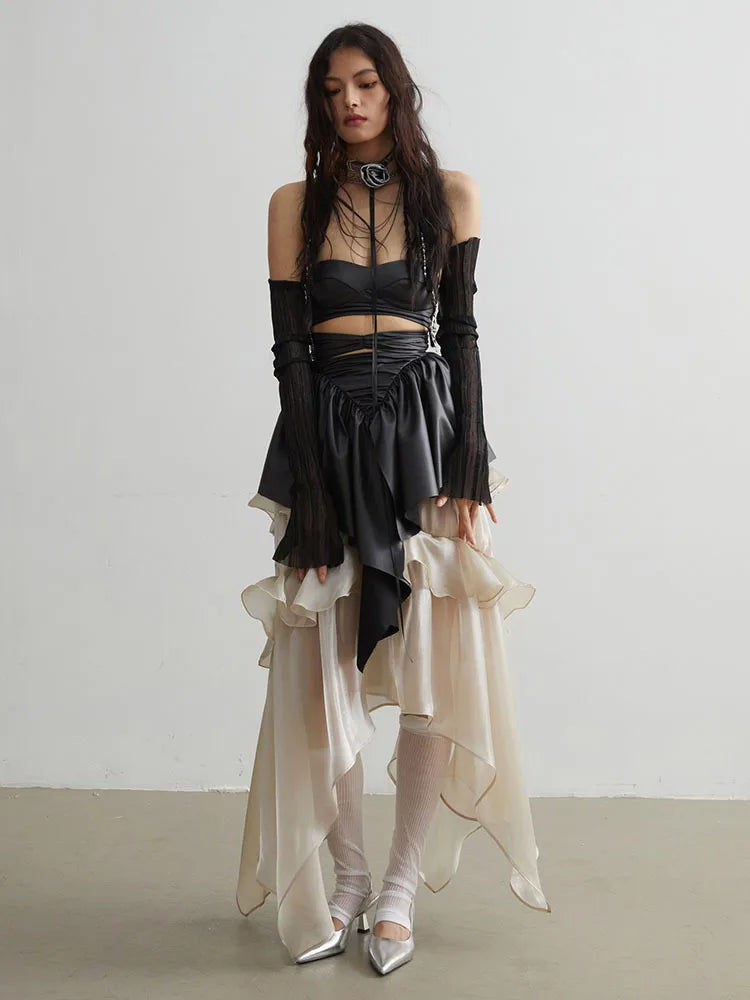 縮圖：Naustia Ruffled Tube Top Shirt