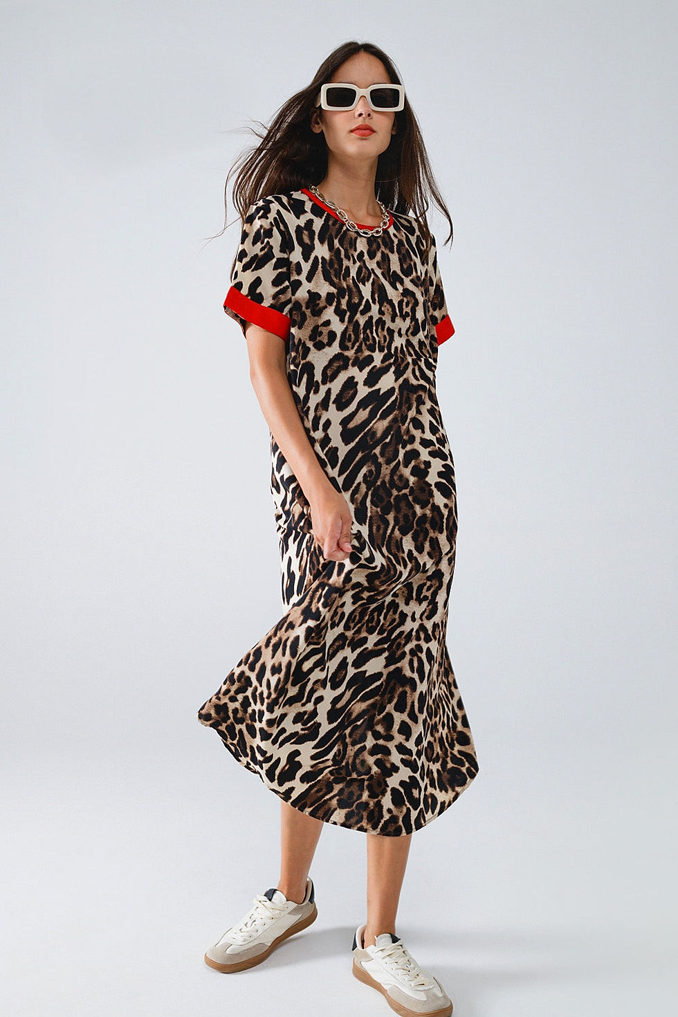 Thumbnail: Leopard Print Dress With Front Knotted Detail