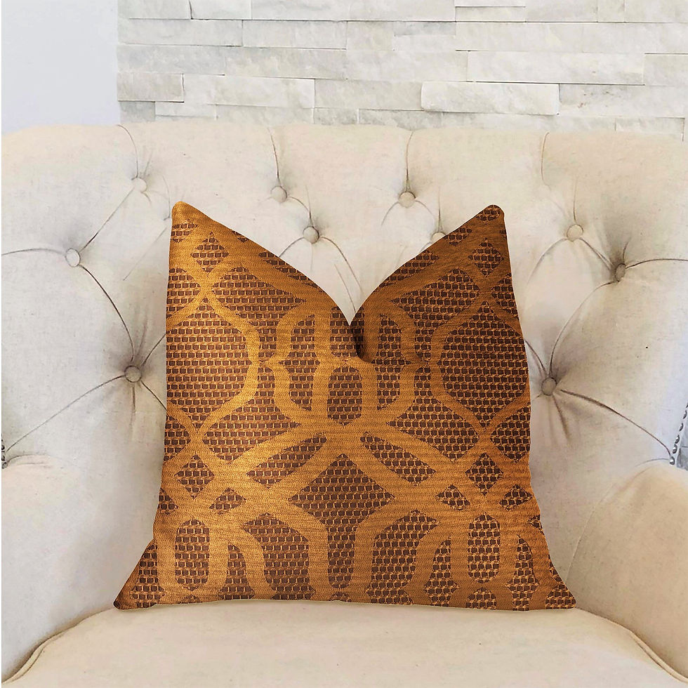 Thumbnail: Portia  Gold and Brown Luxury Throw Pillow