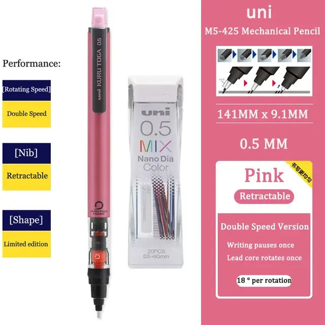 Miniature : UNI Kuru Toga Mechanical Pencil M5-452 Drawing Pencil 0.5mm Low Center of