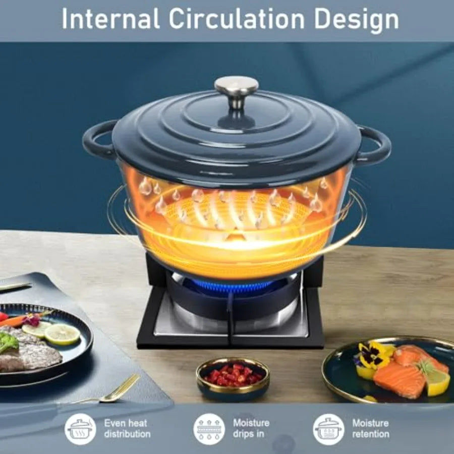 Thumbnail: Nonstick Enameled Cast Iron Cookware Set 9 Pieces Dutch Oven Pot with Lid for Br