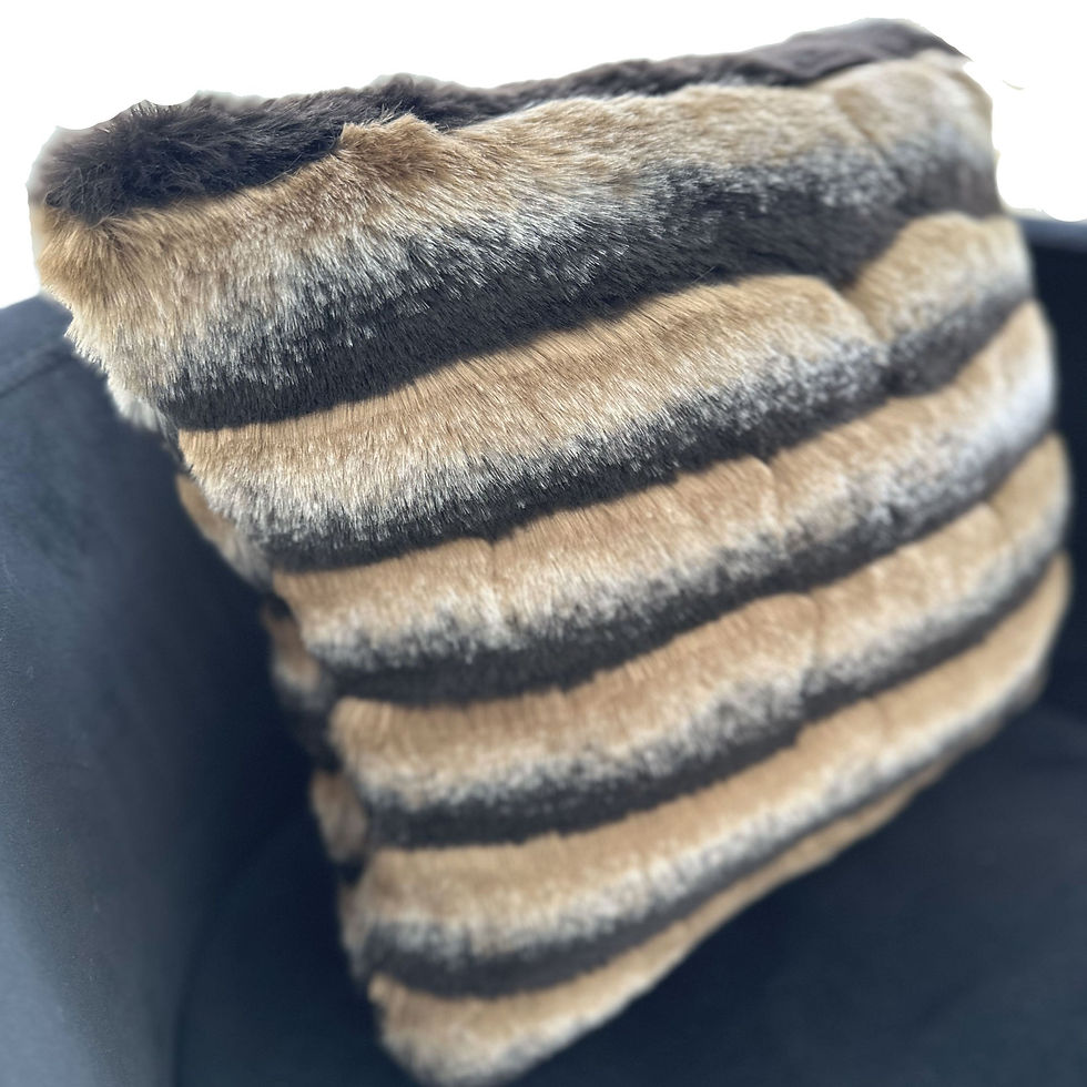 Miniature : Plutus Taupe, Black Wild Wolf Animal Faux Fur Luxury Throw Pillow